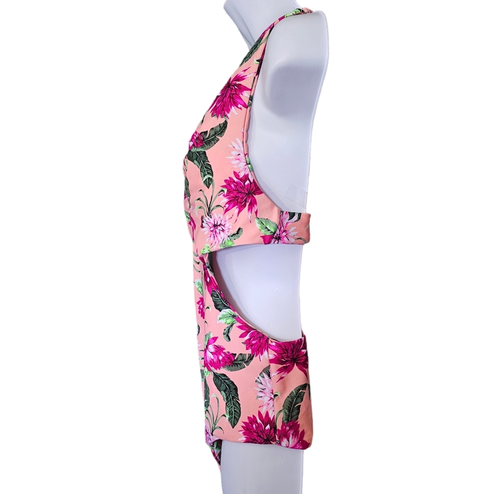 Tori Praver Racerback One Piece Swimsuit- Bright Floral Hawaiian Size L - Picture 6 of 10